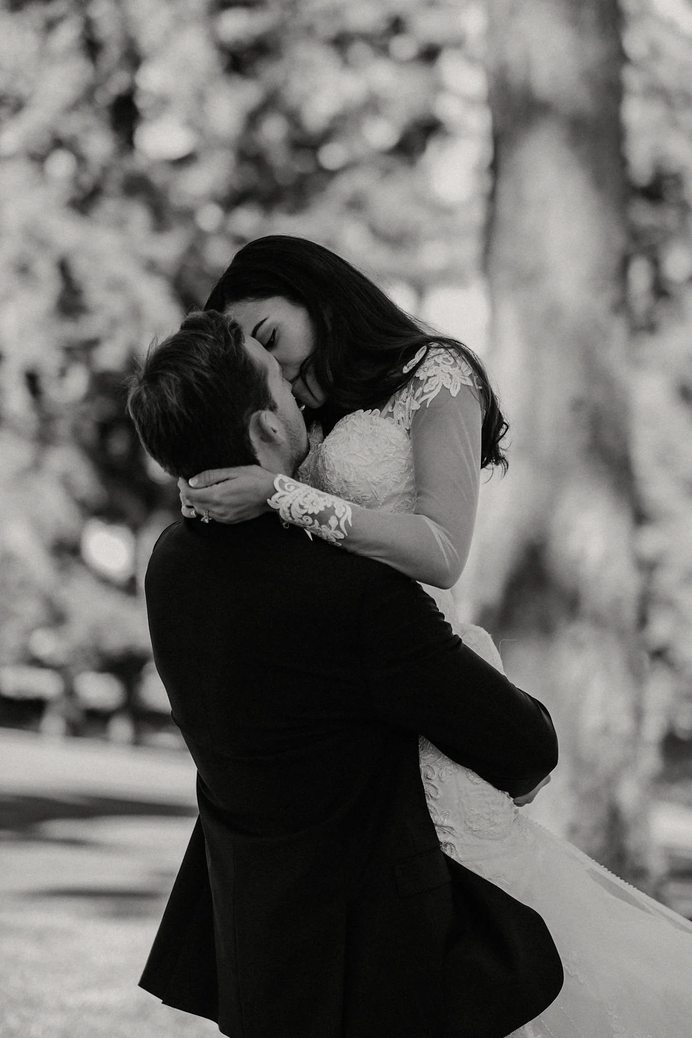 black and white bride and groom first look