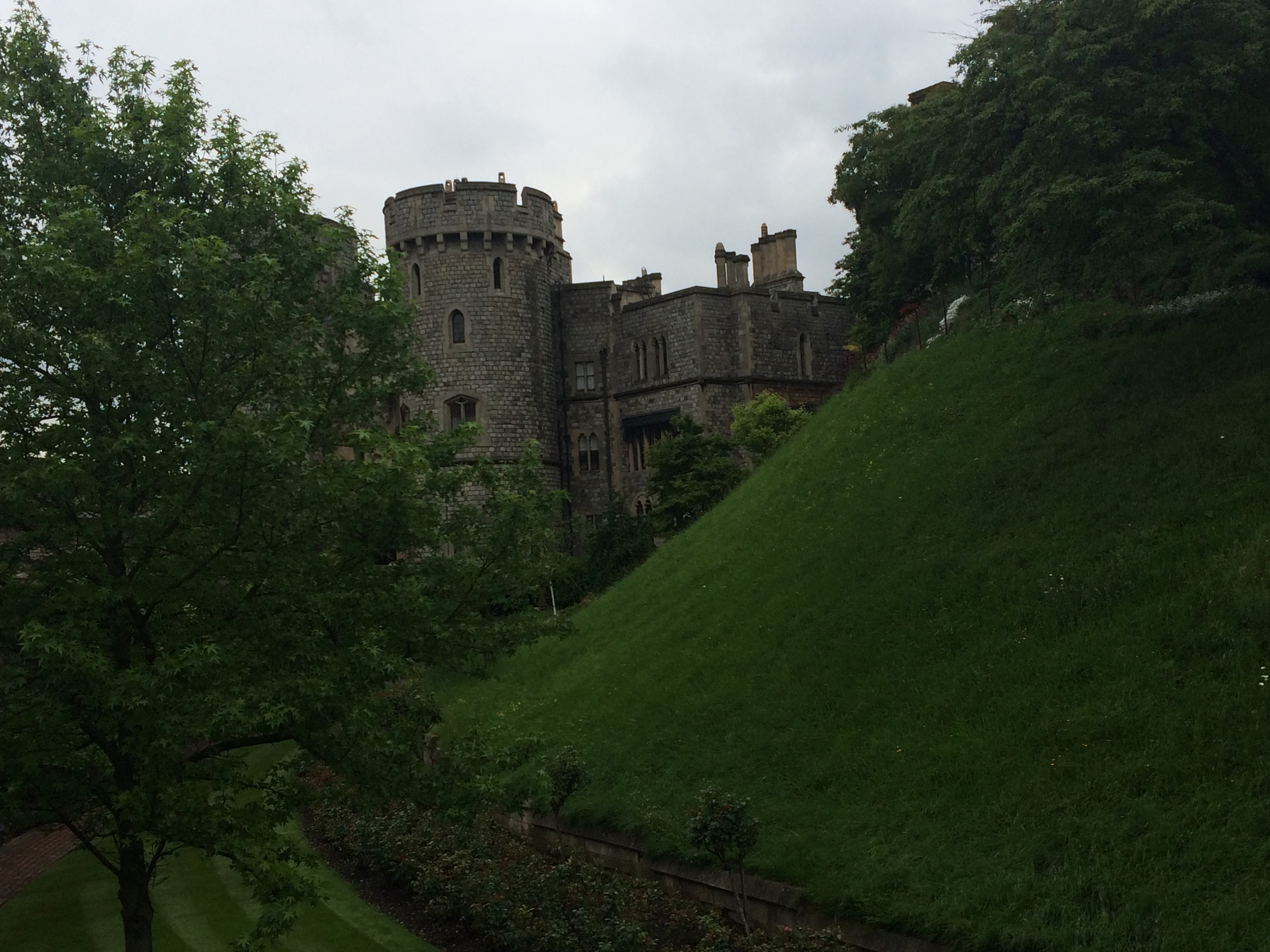 Windsor Castle. The greenery in place now is where the mote used to be.