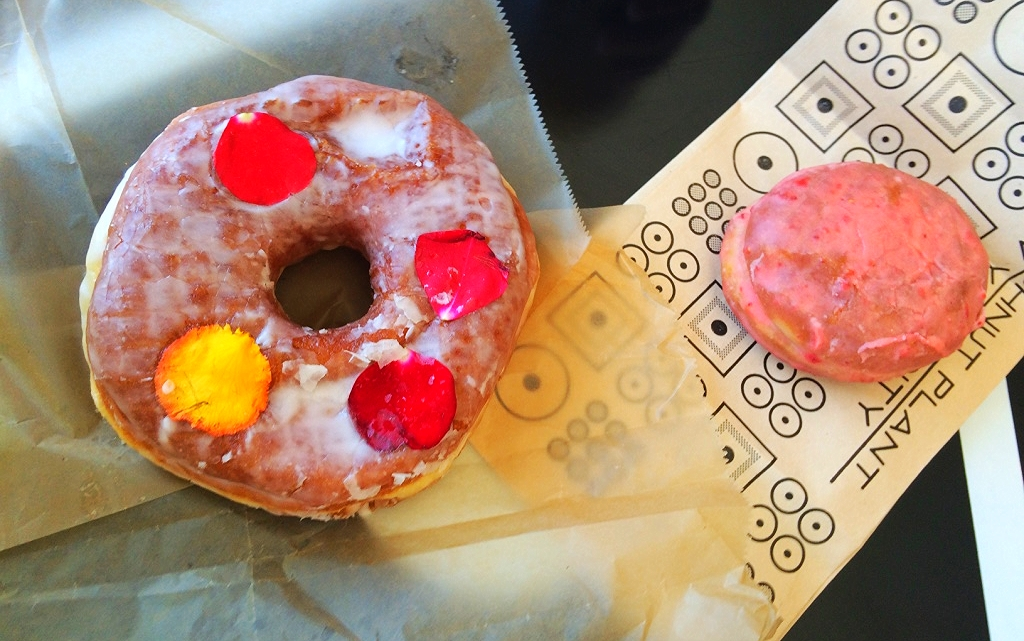 Rose and strawberries 'n cream donuts from Donut Plant.