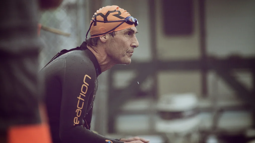 Cramped in the middle of the swim. I can only imagine what is going through his mind.