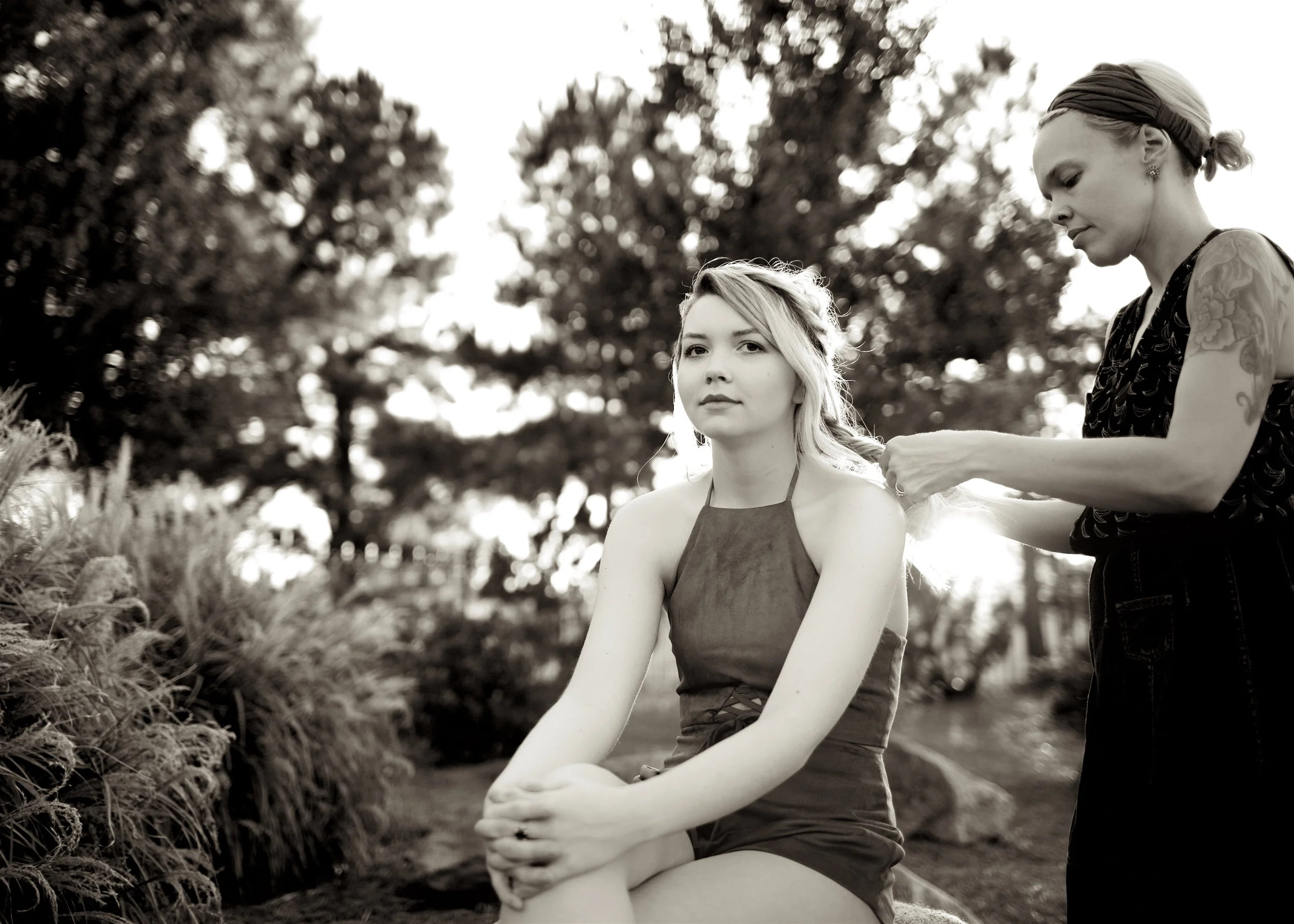 Mackenzie getting prepped and ready with a wardrobe change, makeup touch-up and revamped hair by Rachel. A standard practice with every portrait session.