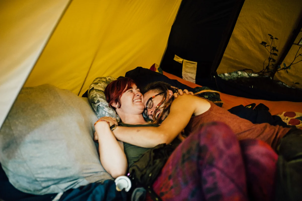 people in a tent