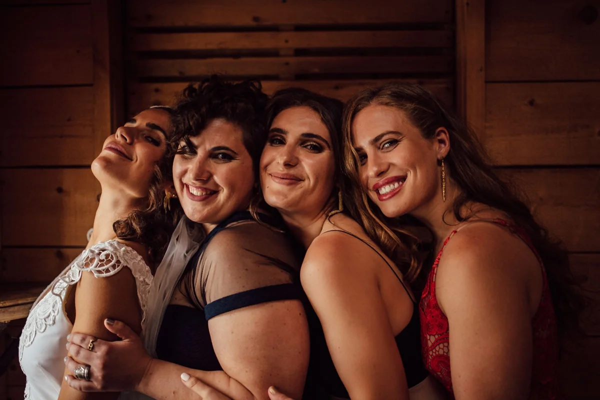 Creative family portraits at wedding