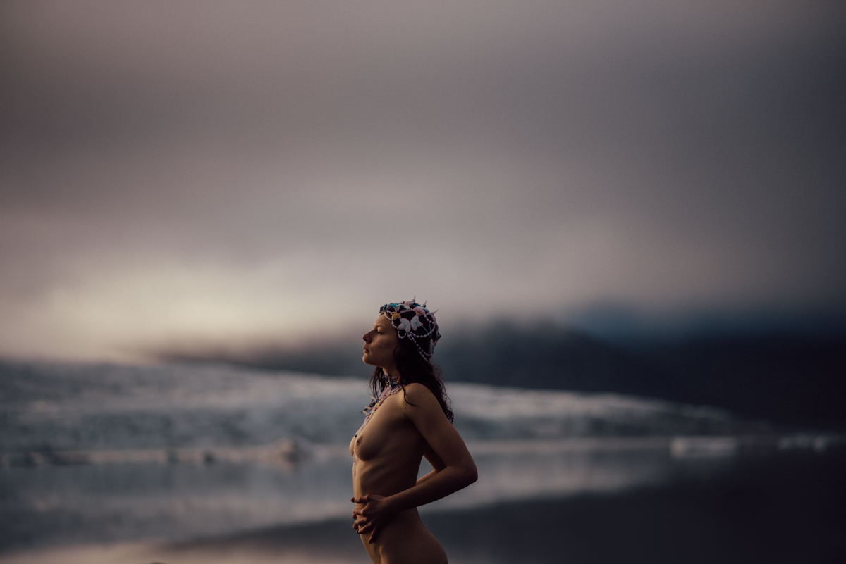 Nude portrait at glacier