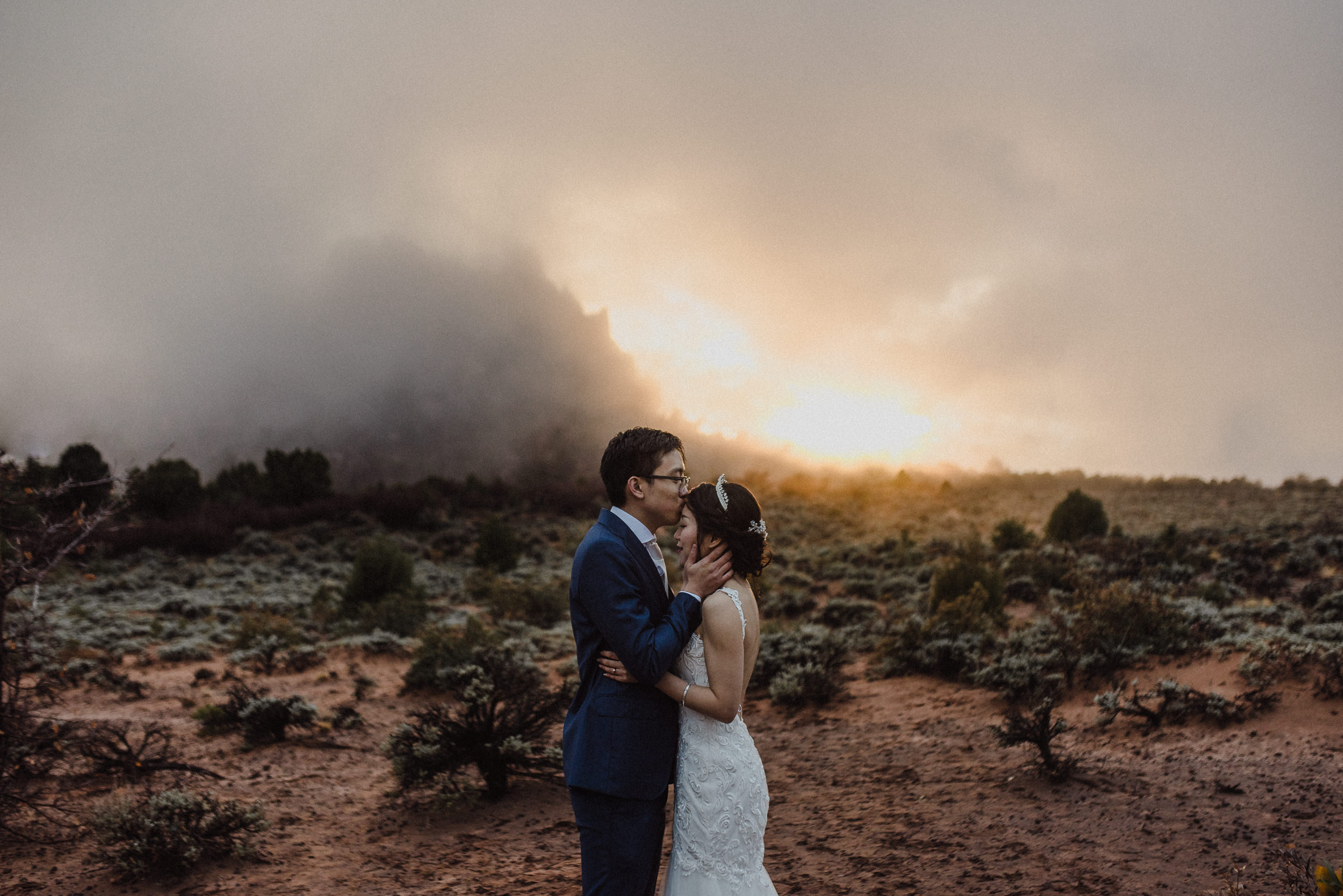 sunset portrait of couple in zion