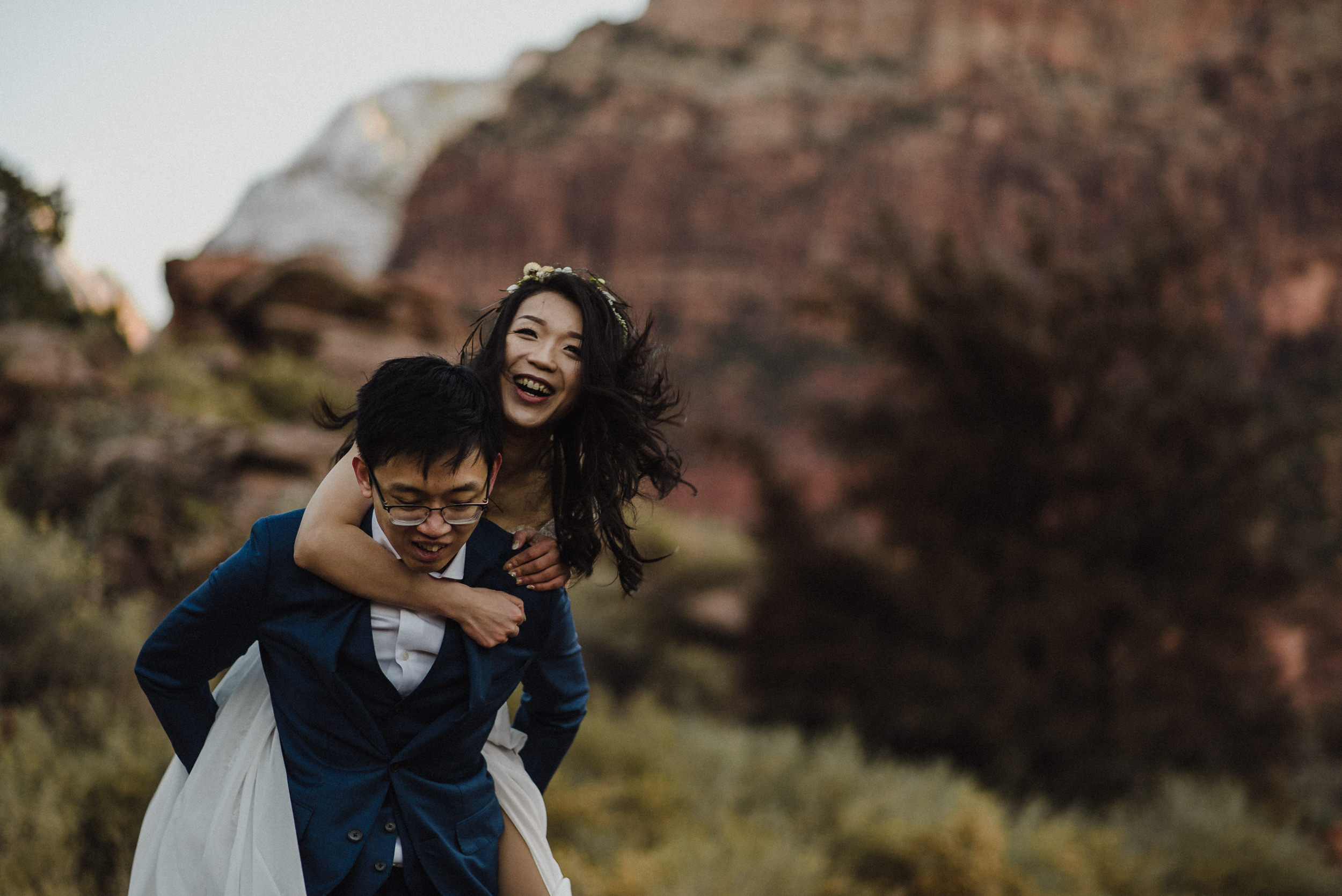 free spirited couple at zion
