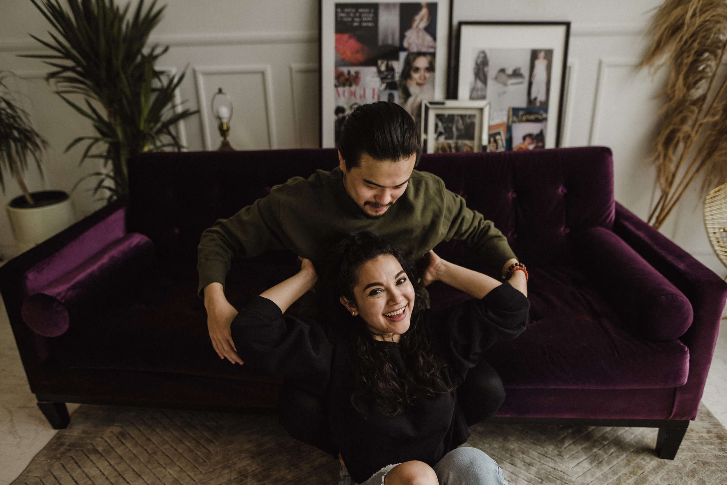 artistic indoor engagement photos 