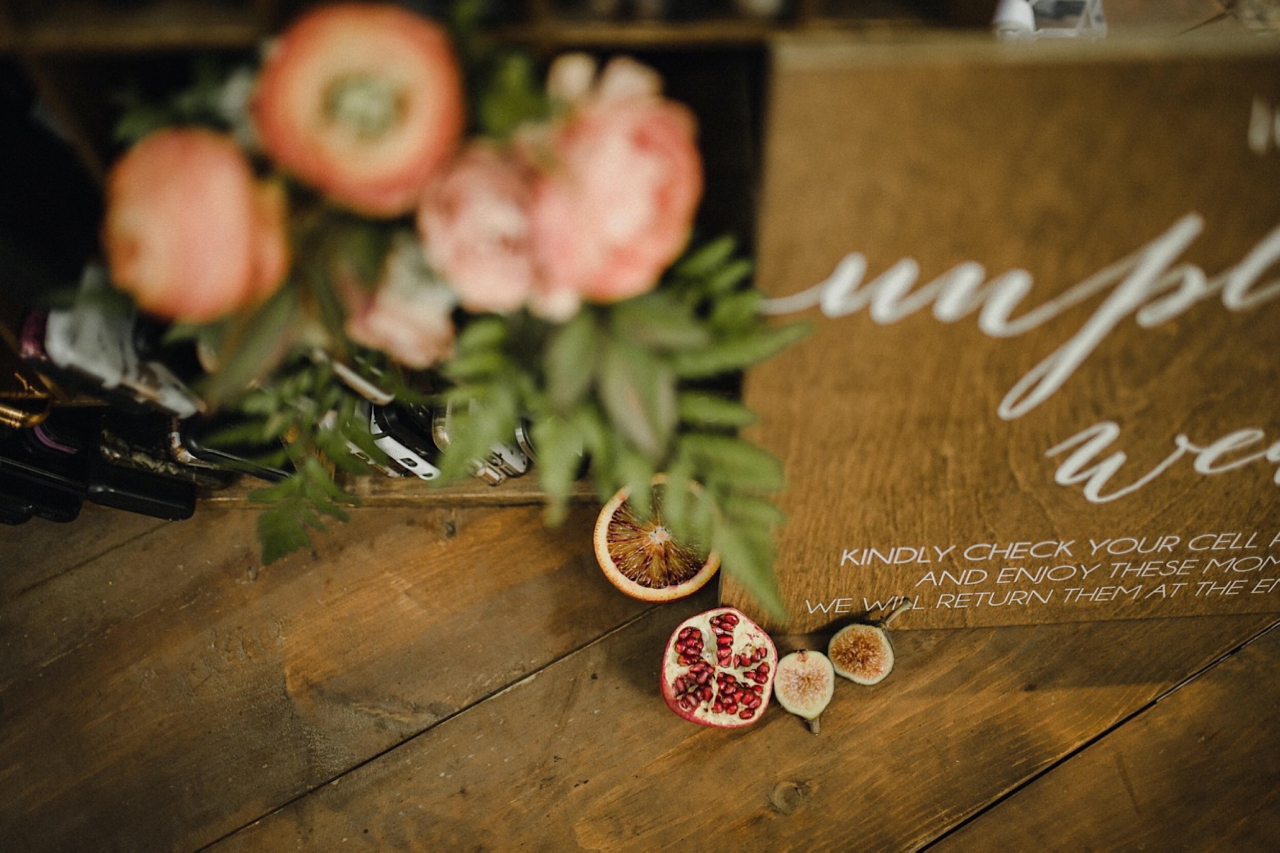 wooden unplugged wedding sign