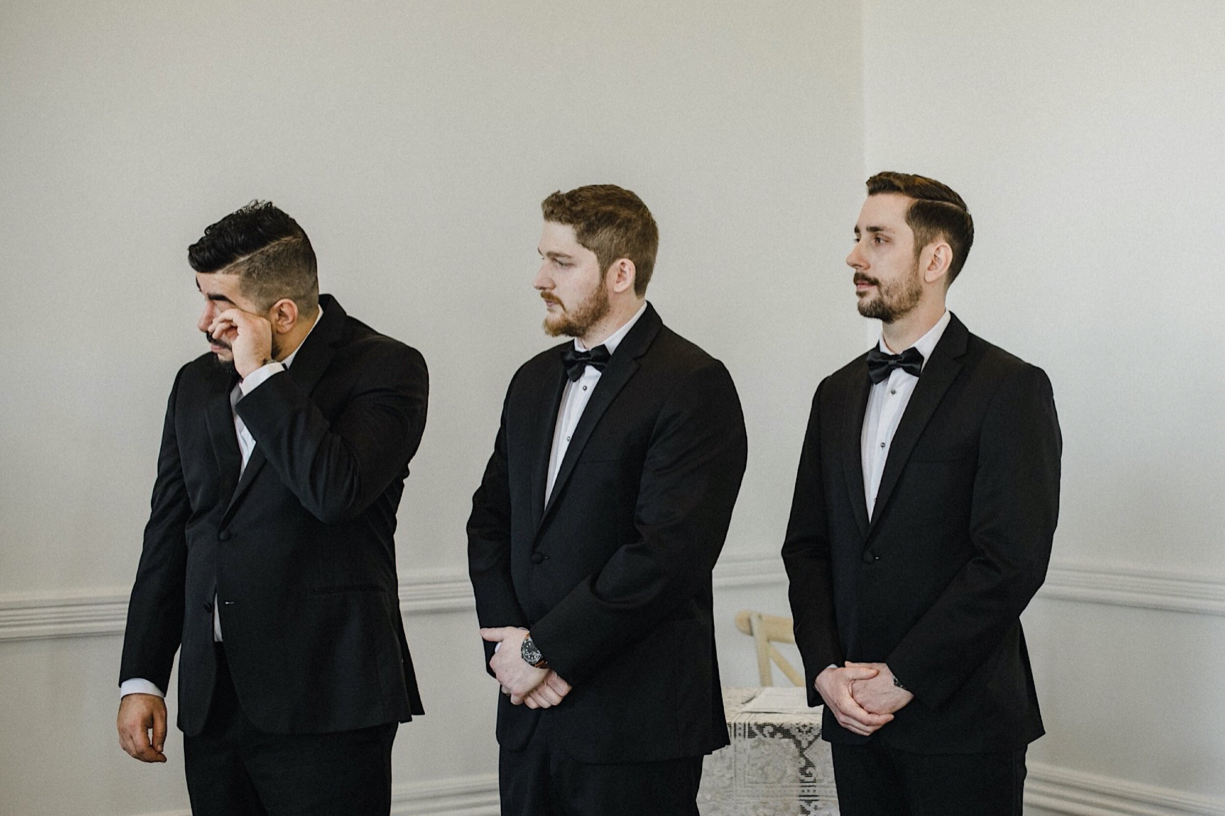 groomsmen crying