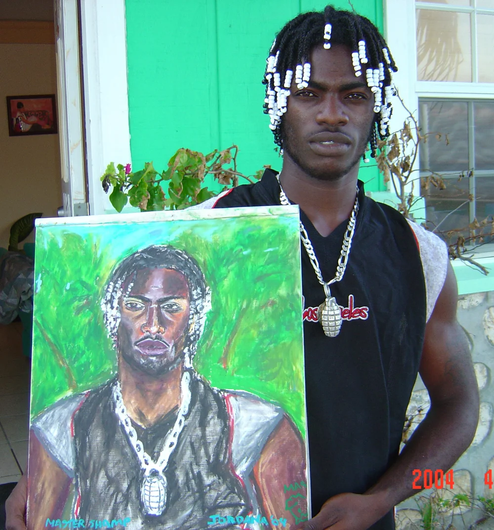 MASTER SHAMP NO. 1 2004, local from Blue Hills, Providenciales, Turks and Caicos. GIFT TO MASTER SHAMP Oil pastel on canvas paper