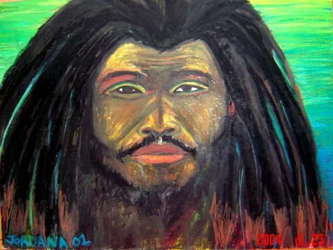 SHABBA 2001, local Rasta from King's Town, Providenciales, Turks and Caicos. ARTIST'S COLLECTION Watercolor crayon on paper