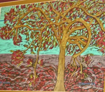 THE BLOOSOM 2003, standing on my deck in Thomson Cove, Providenciales, Turks and Caicos admiring the recent blossoms. GIFT TO MY MOTHER Oil pastel on paper