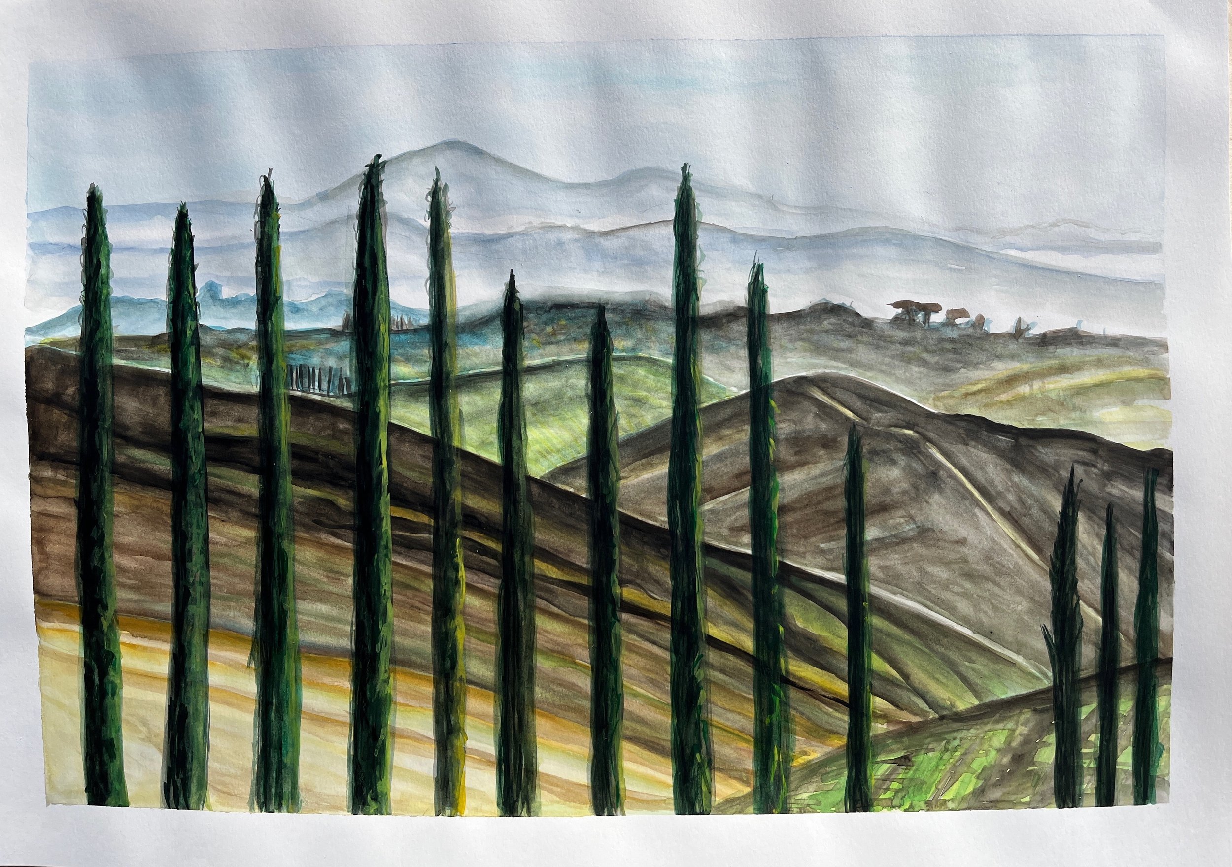 The Eternity of Tuscan Rolling Hills and Cypresses.