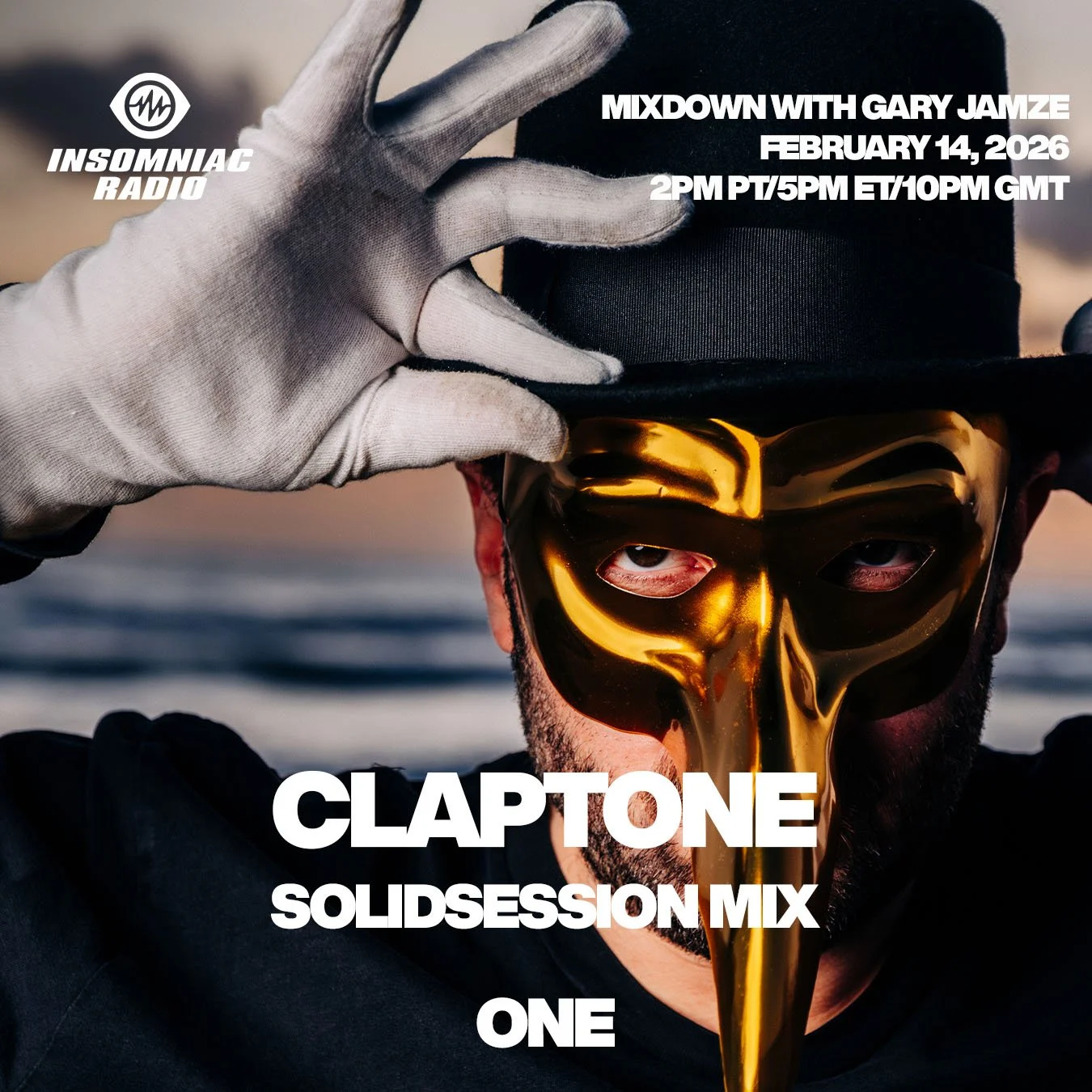 February 14, 2026 Insomniac Radio ONE show: Claptone SolidSession Mix, this week's Baddest Beat from John Summit &amp; LAVINIA