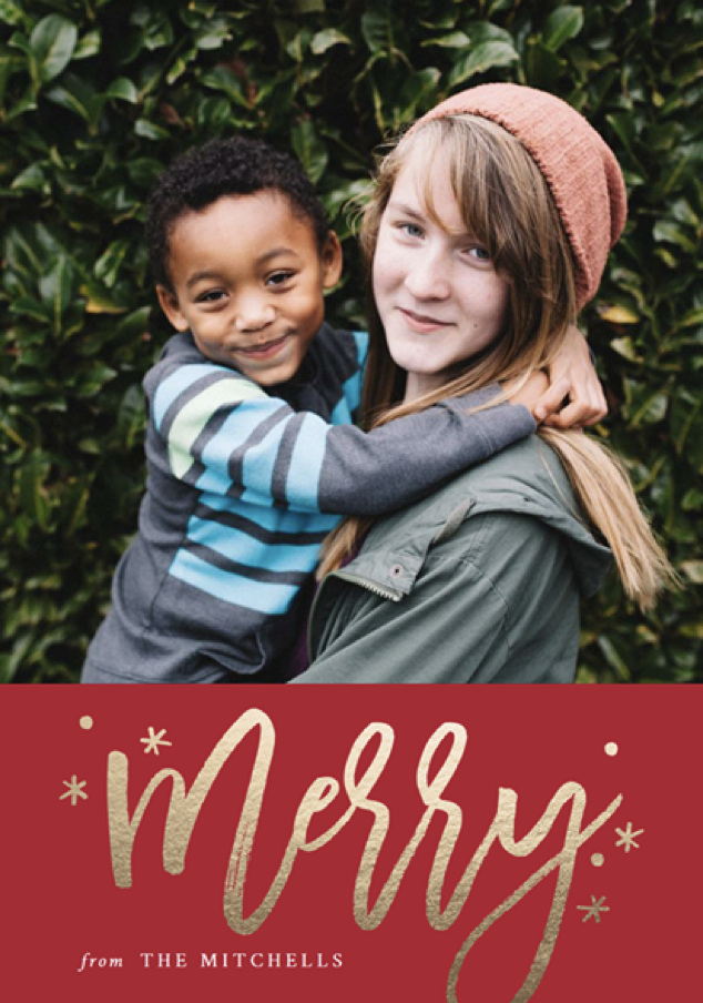 Merry in Gold Photo Holiday Cards