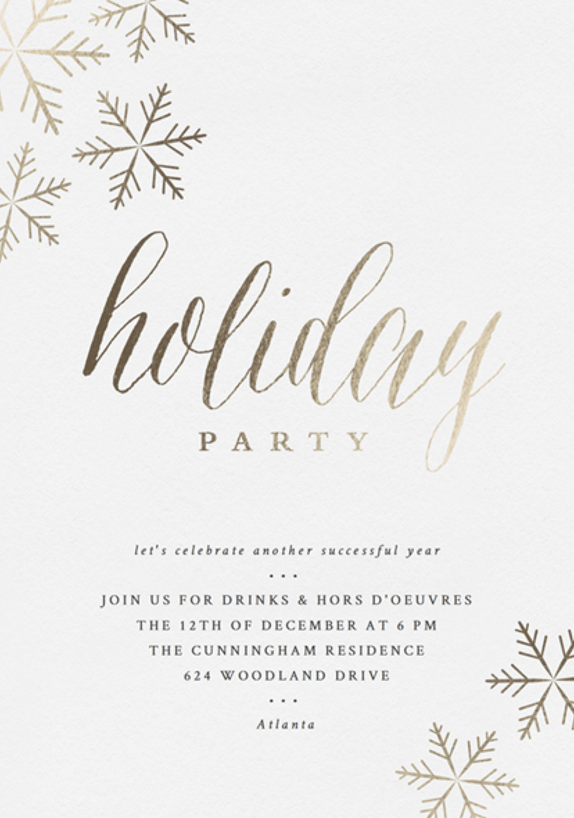 Foil Snowflakes Holiday Party Invitation