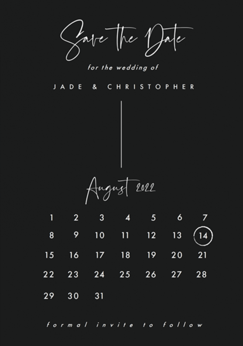 Mod Calendar Save the Date Announcement