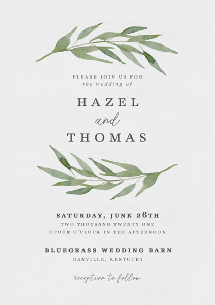 Arched Branches Watercolor Wedding Invitations