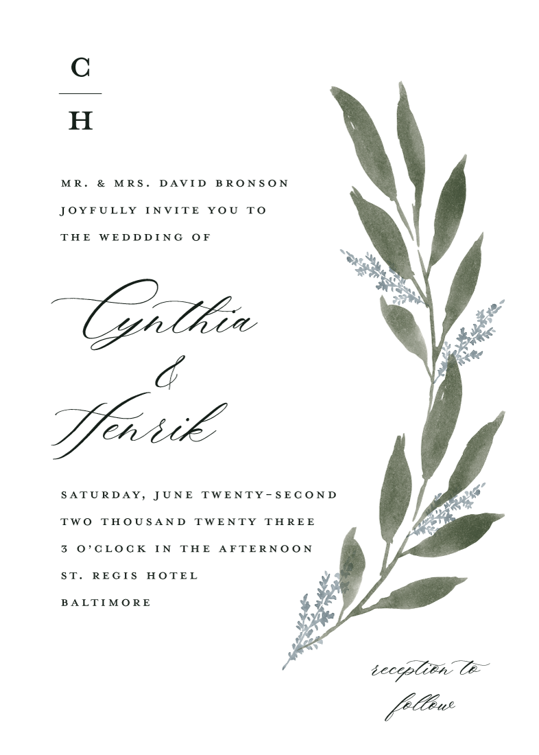 Pressed Foliage Wedding Invitations by Stacey Meacham