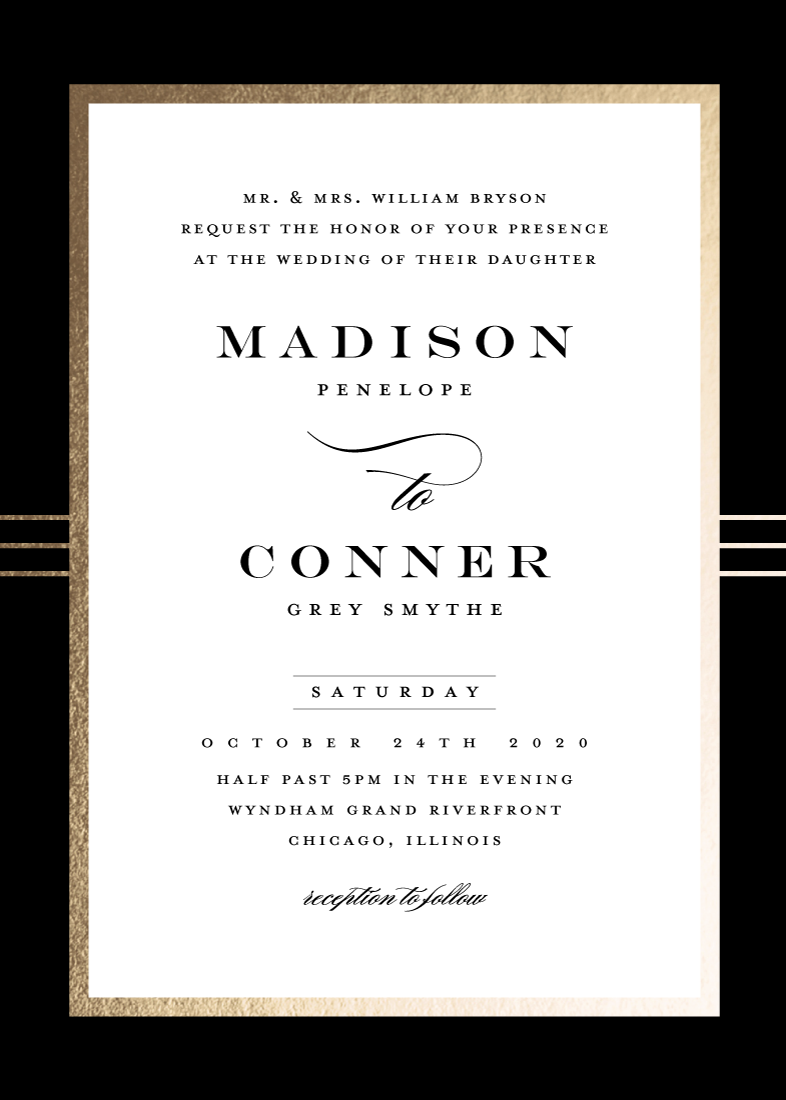 Distinguished Frame Foil Pressed Wedding Invitations by Stacey Meacham