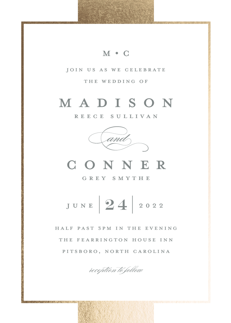 Refined Style Foil Pressed Wedding Invitations by Stacey Meacham