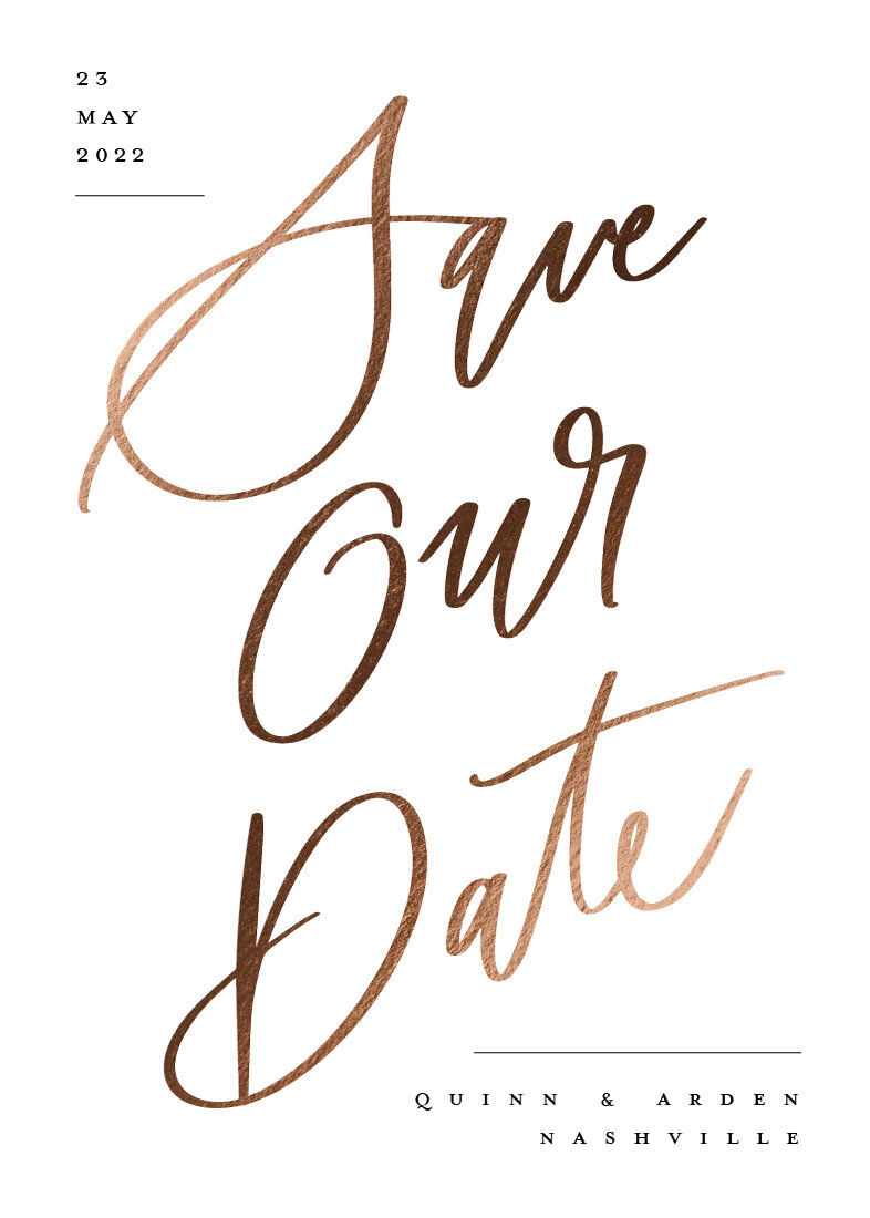 Lettered Sign Foil Pressed Save The Date Cards