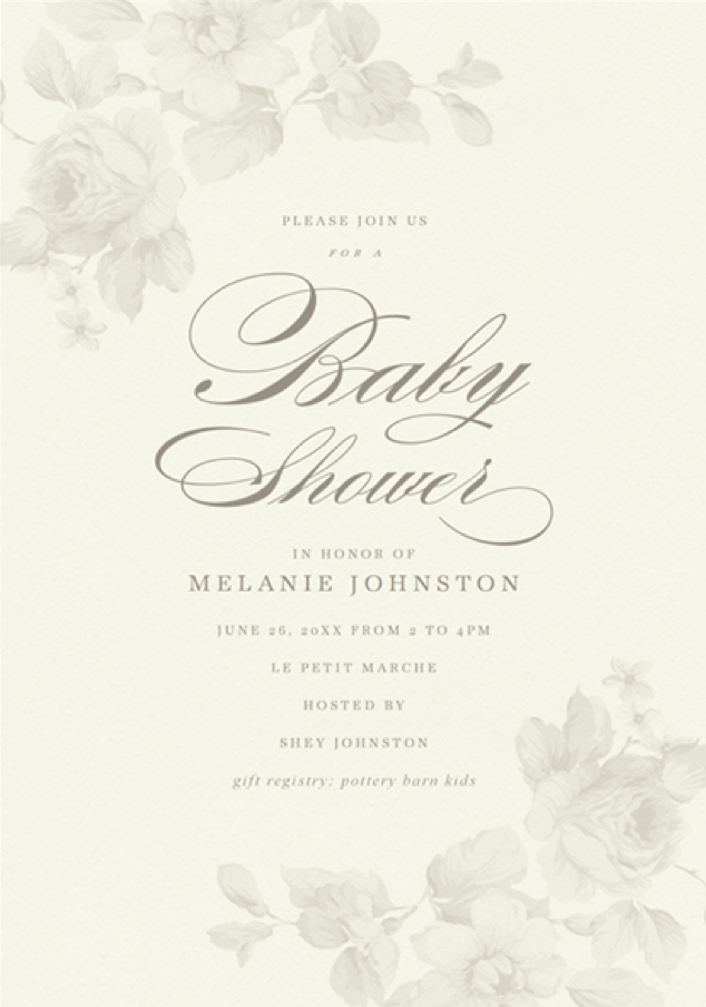 Roseraie Baby Shower Invitations by Stacey Meacham