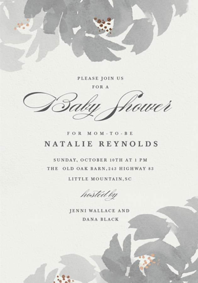 Watercolor Floral Blooms Invitations in Grey by Stacey Meacham