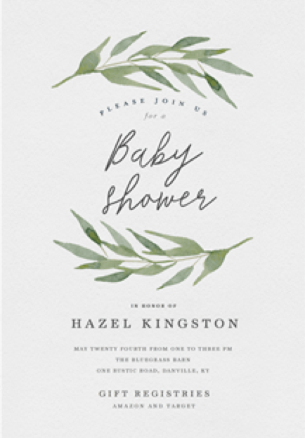 Arched Watercolor Branches Baby Shower Invitations by Stacey Meacham