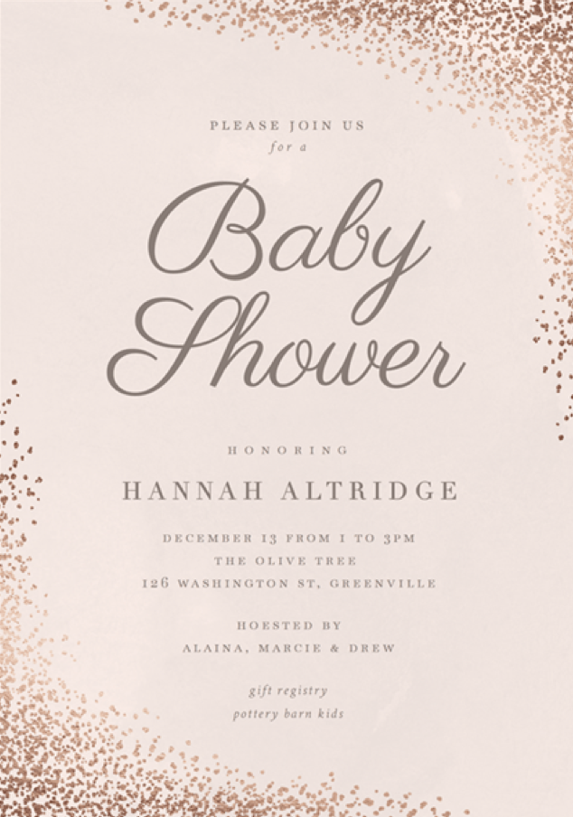 Shimmering Confetti Baby Shower Invitations in Pink by Stacey Meacham 