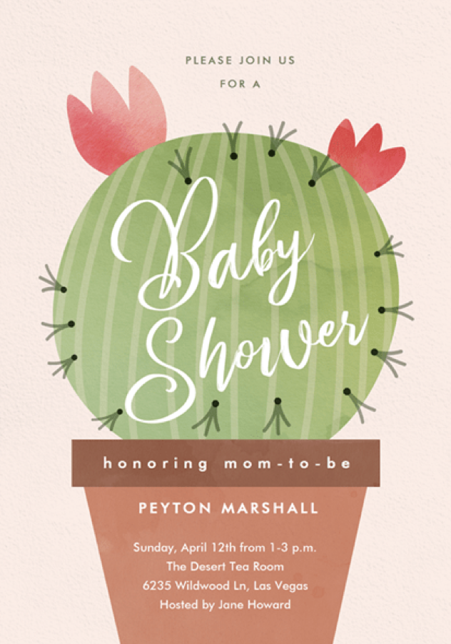 Prickly Cactus Baby Shower Invitations in Green by Stacey Meacham
