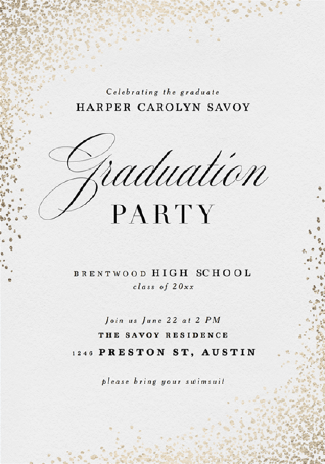 Luxe Confetti Graduation Invitations in White by Stacey Meacham