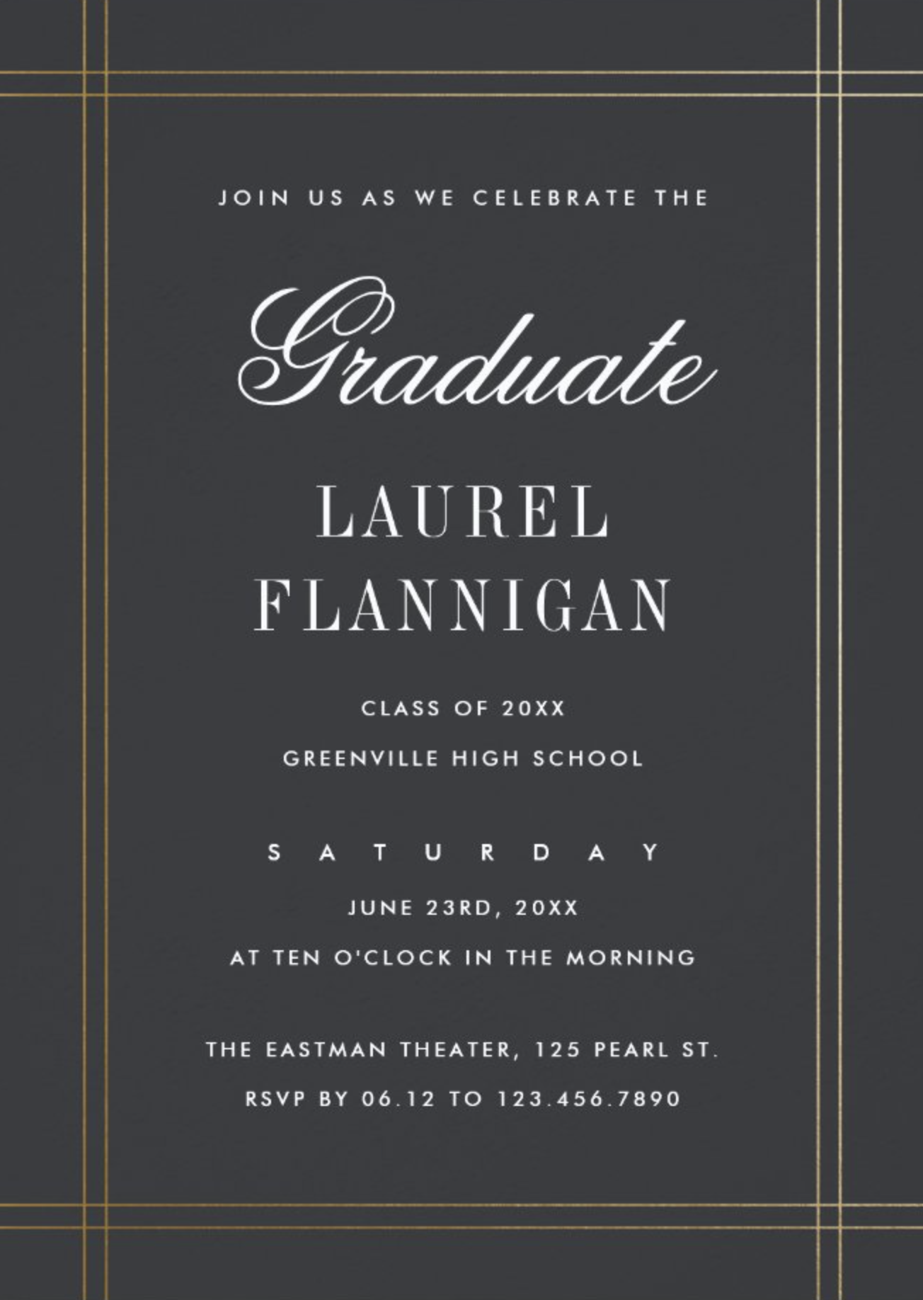 Formal Graduation Invitation in Black by Stacey Meacham