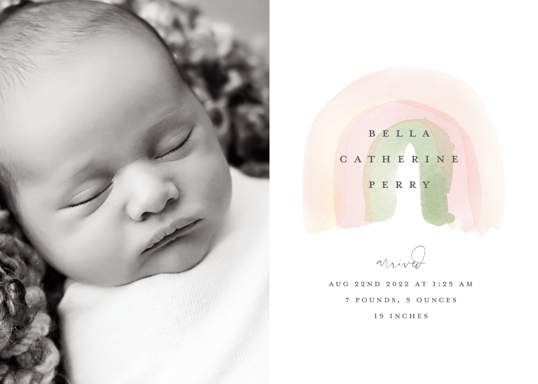 Watercolor Miracle Photo Birth Announcements by Stacey Meacham