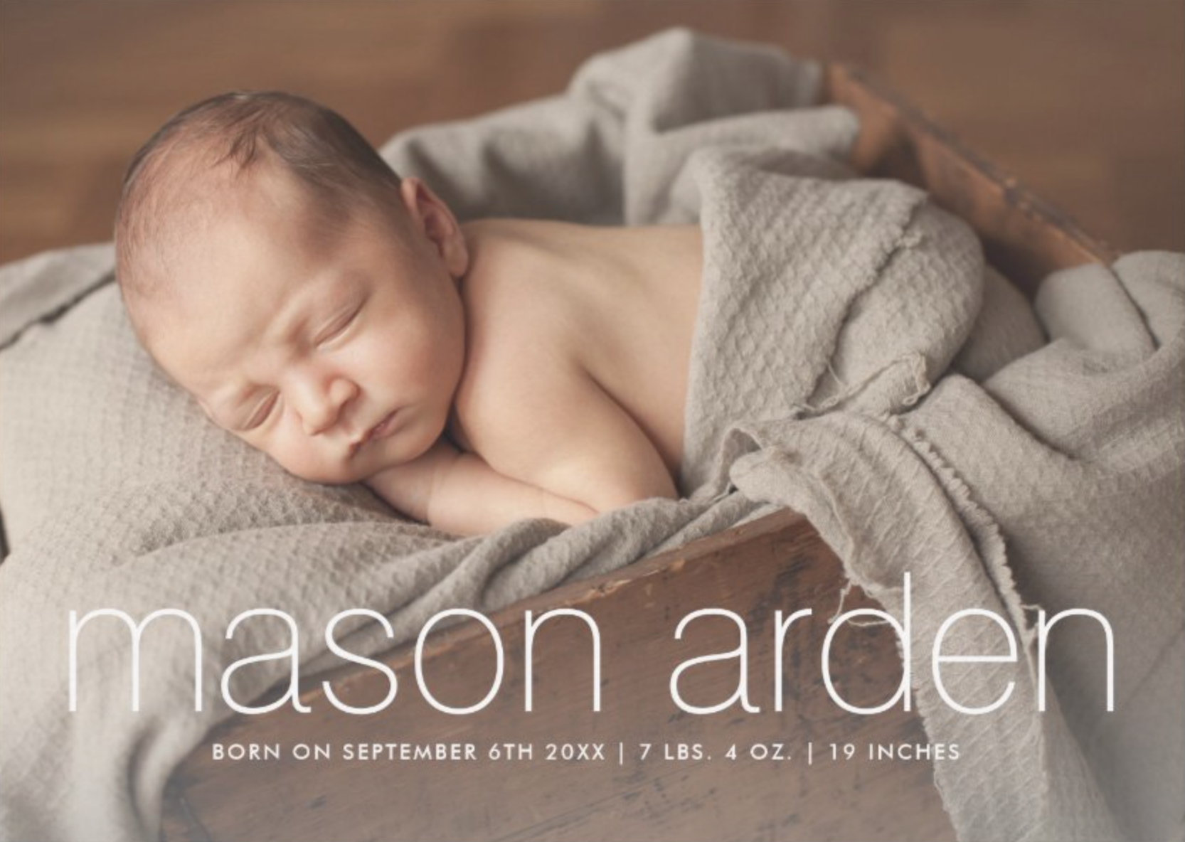 Modern Baby Name Three Photo Birth Announcement by Stacey Meacham