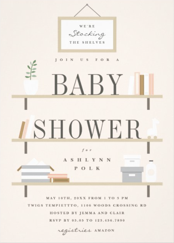 Stock The Shelves Baby Shower Invitation by Stacey Meacham