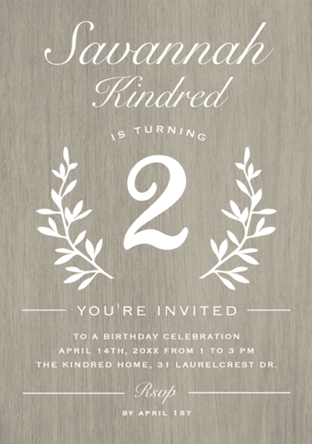 Rustic Laurels Kids Birthday Party Invitations by Stacey Meacham
