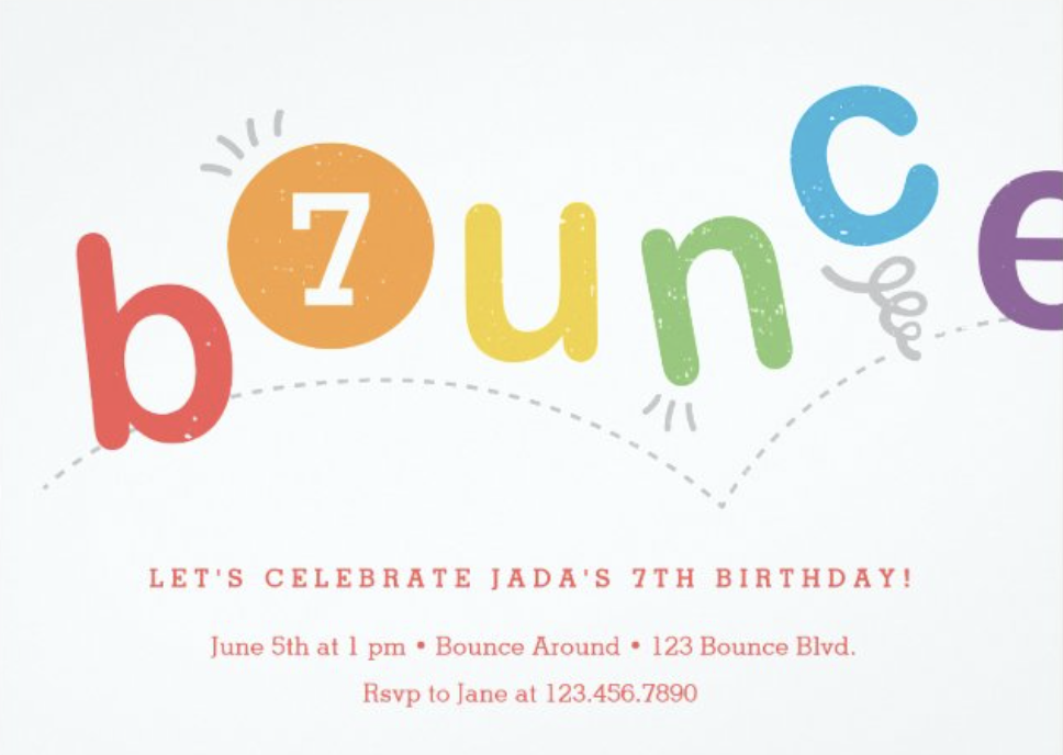 Bounce Birthday Kids Party Invitation by Stacey Meacham