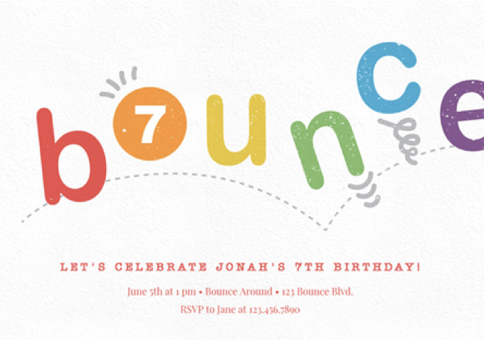 Bounce Kids Birthday Party Invitation by Stacey Meacham