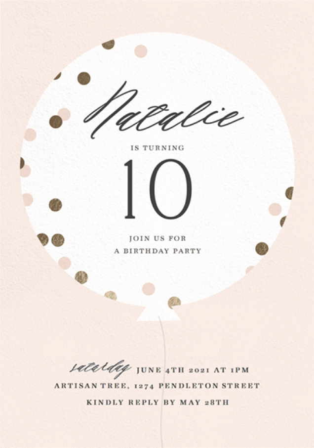 Confetti Balloon Birthday Party Invitation by Stacey Meacham