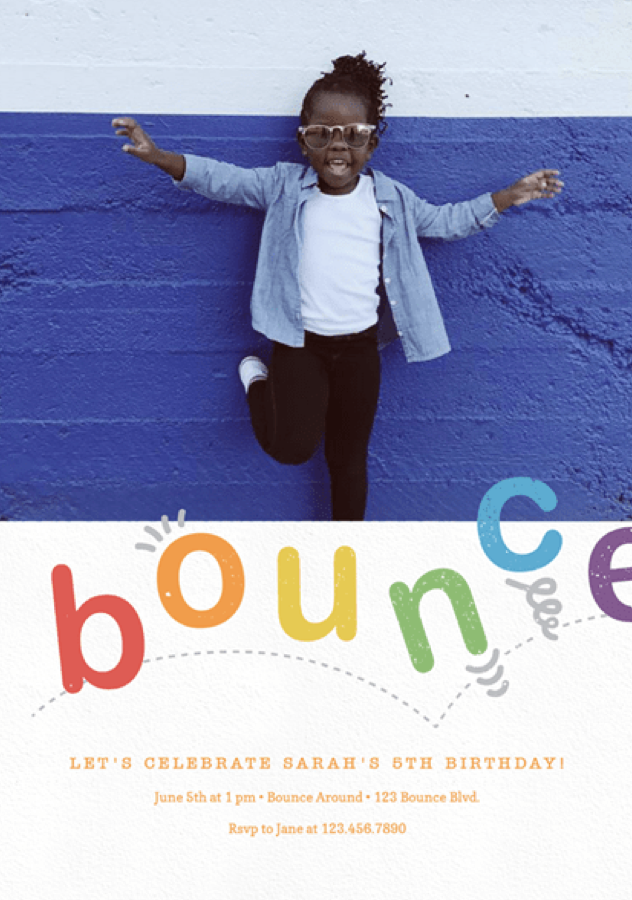 Bounce Photo Kids Birthday Party Invitation by Stacey Meacham
