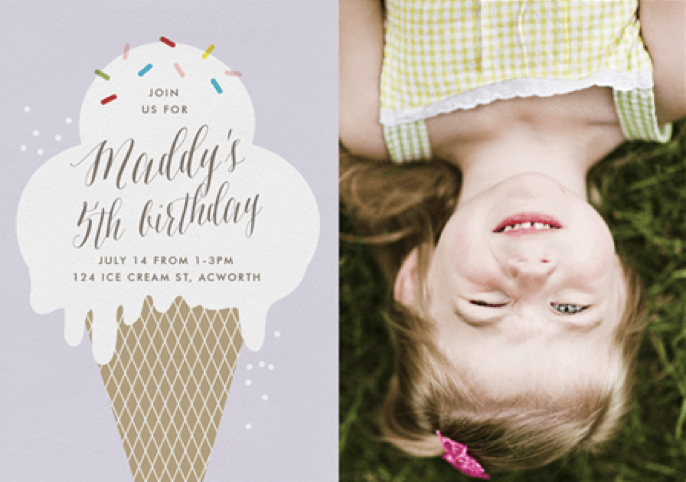 Ice Cream Photo Kids Birthday Party Invitations by Stacey Meacham