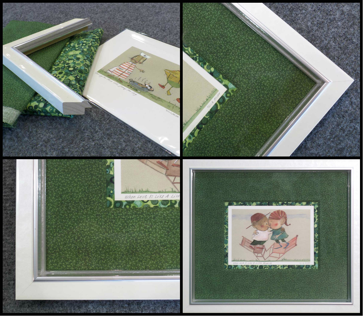Hand wrapped fabric mats. Custom framing by High Desert Frameworks. Art by Lisa Kaiser.