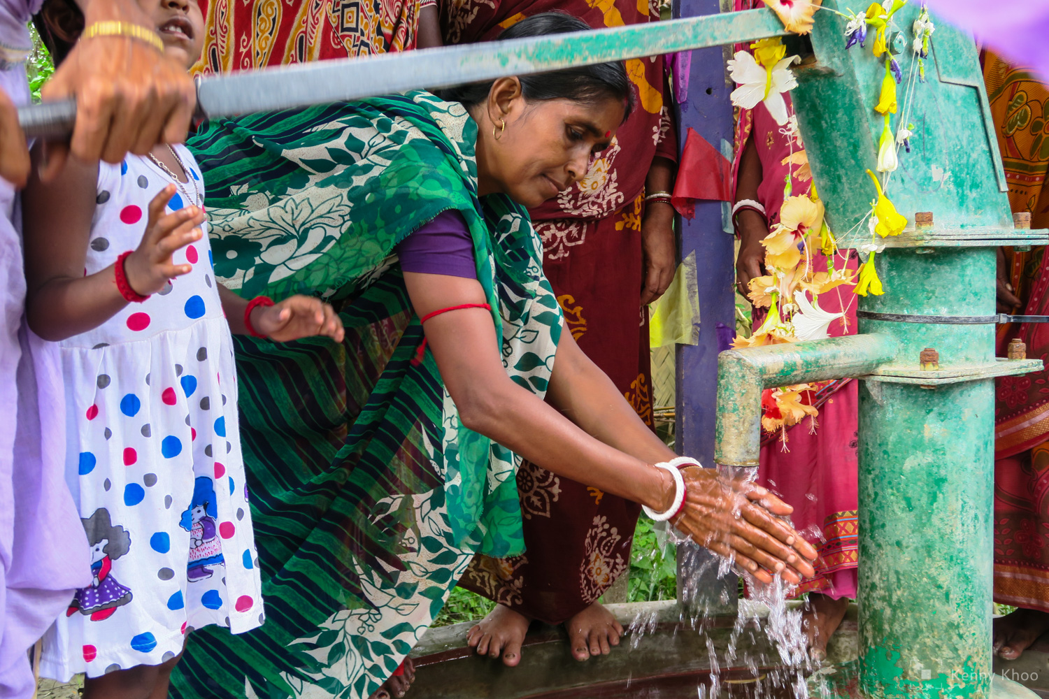 In rural India, water wells are maintained by the community through water tariffs. 