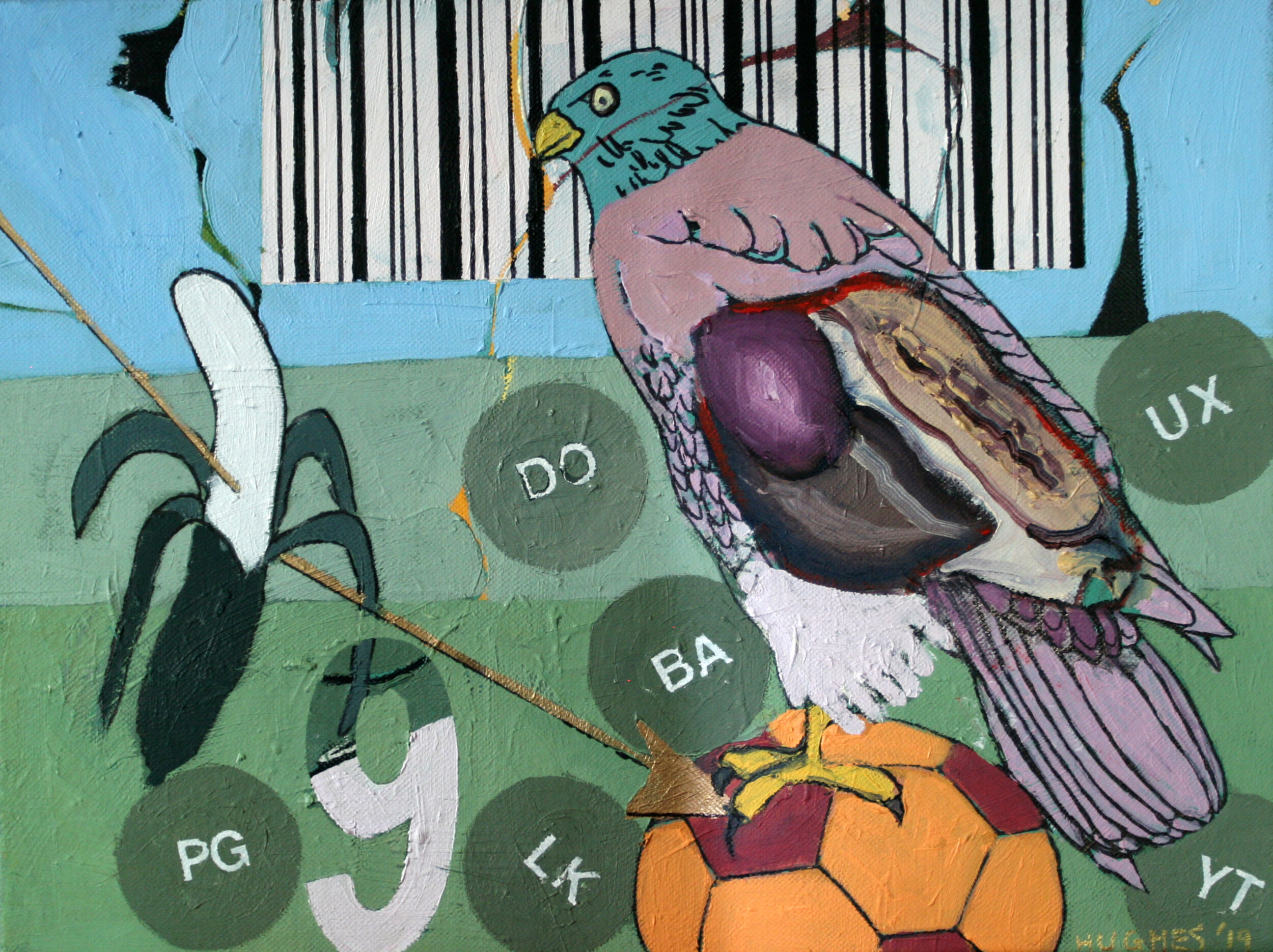 Game with Arrow, 2019, 12 x 16 inches, acrylics and oils on canvas