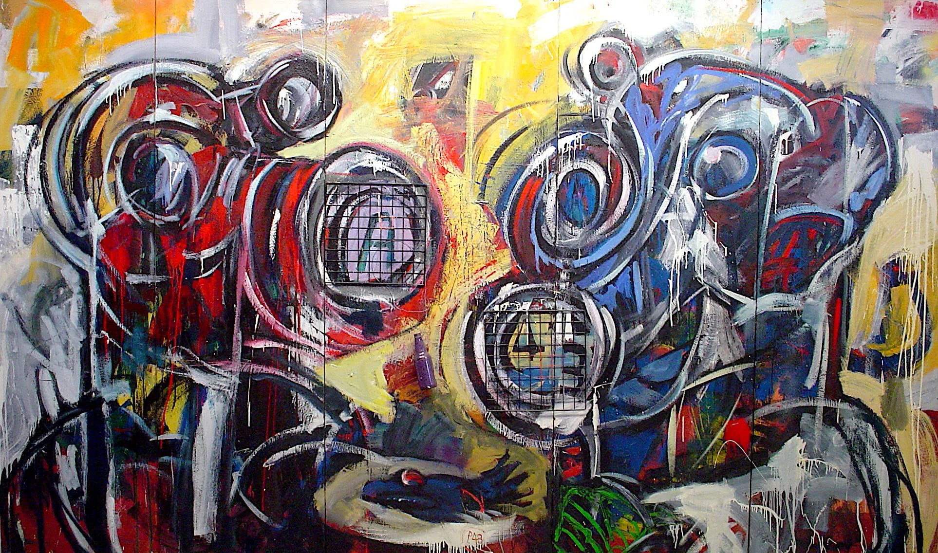 Two Heads and a Fish, 1999, 80x136 inches, oil on canvas