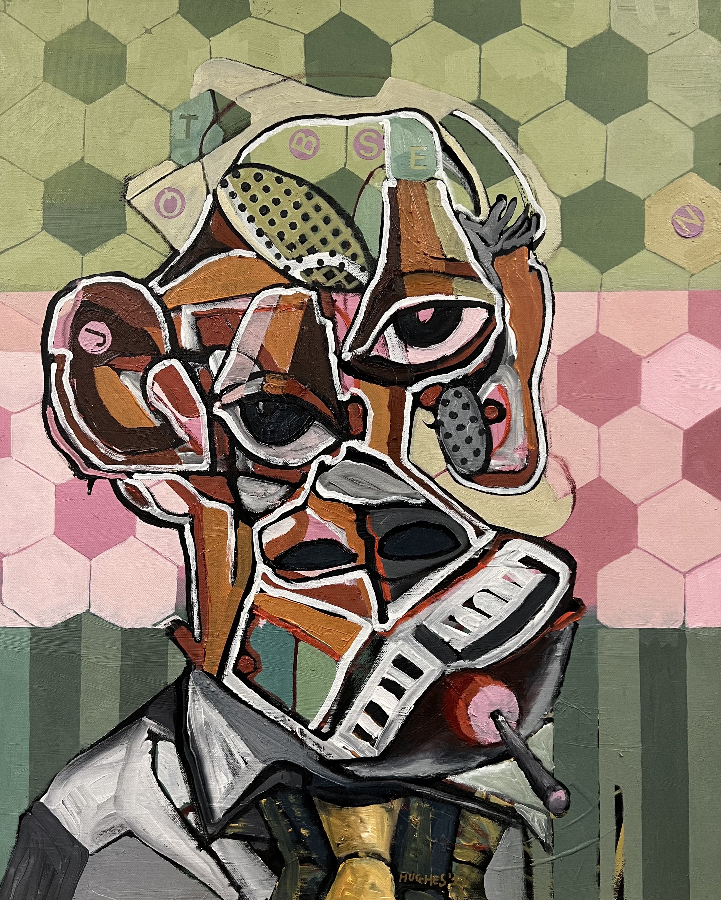 Figure with Lollipop, 2022, 30x24 inches, acrylic and oil on canvas