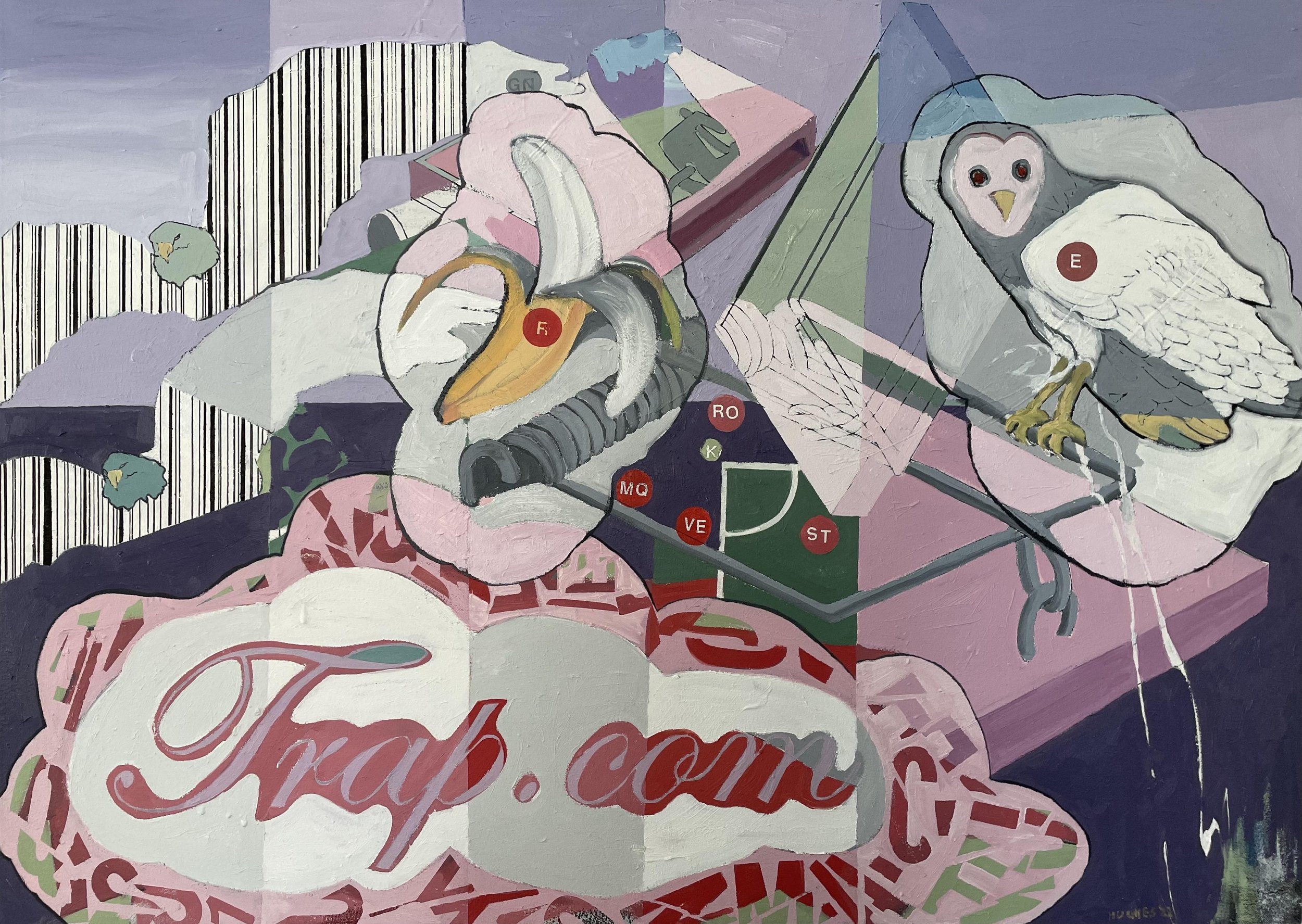Trap, 2021, 36X50 inches, acrylic and oil on canvas
