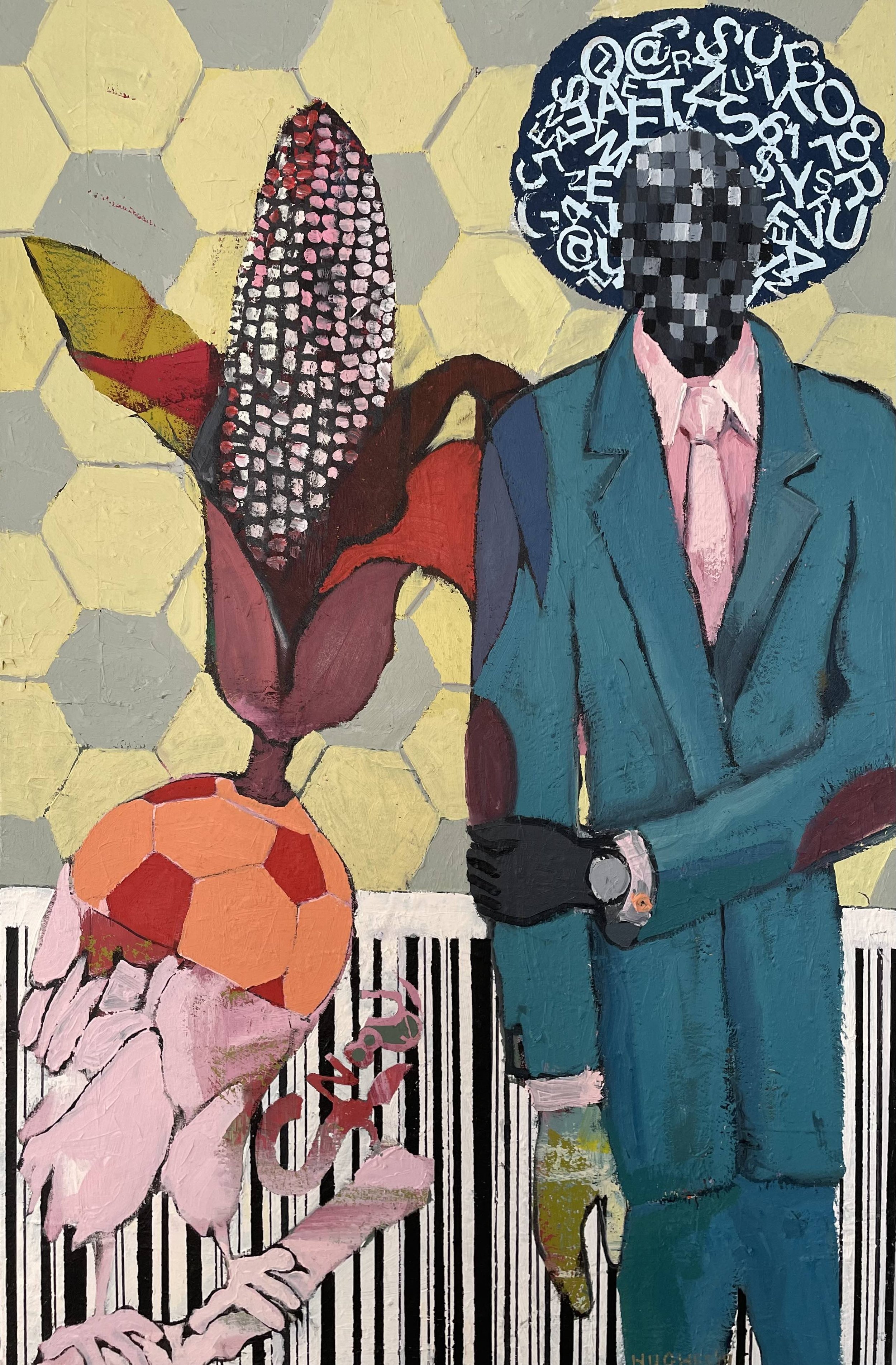 Rich Athlete, 2019, 30.5X20 inches, acrylic and oil on canvas