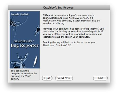 GRAPHISOFT Bug Report